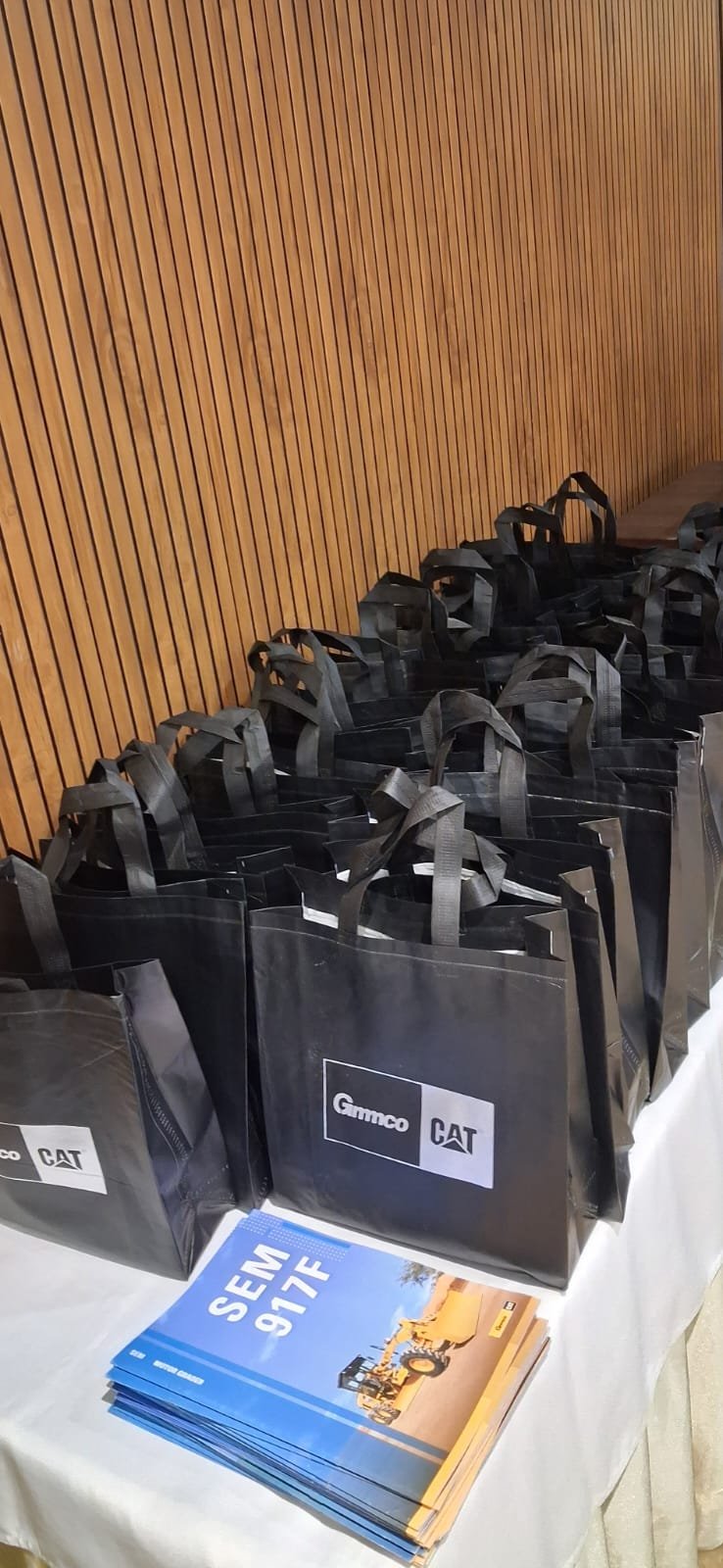 Branded Gmmco CAT event bags ready for delegates